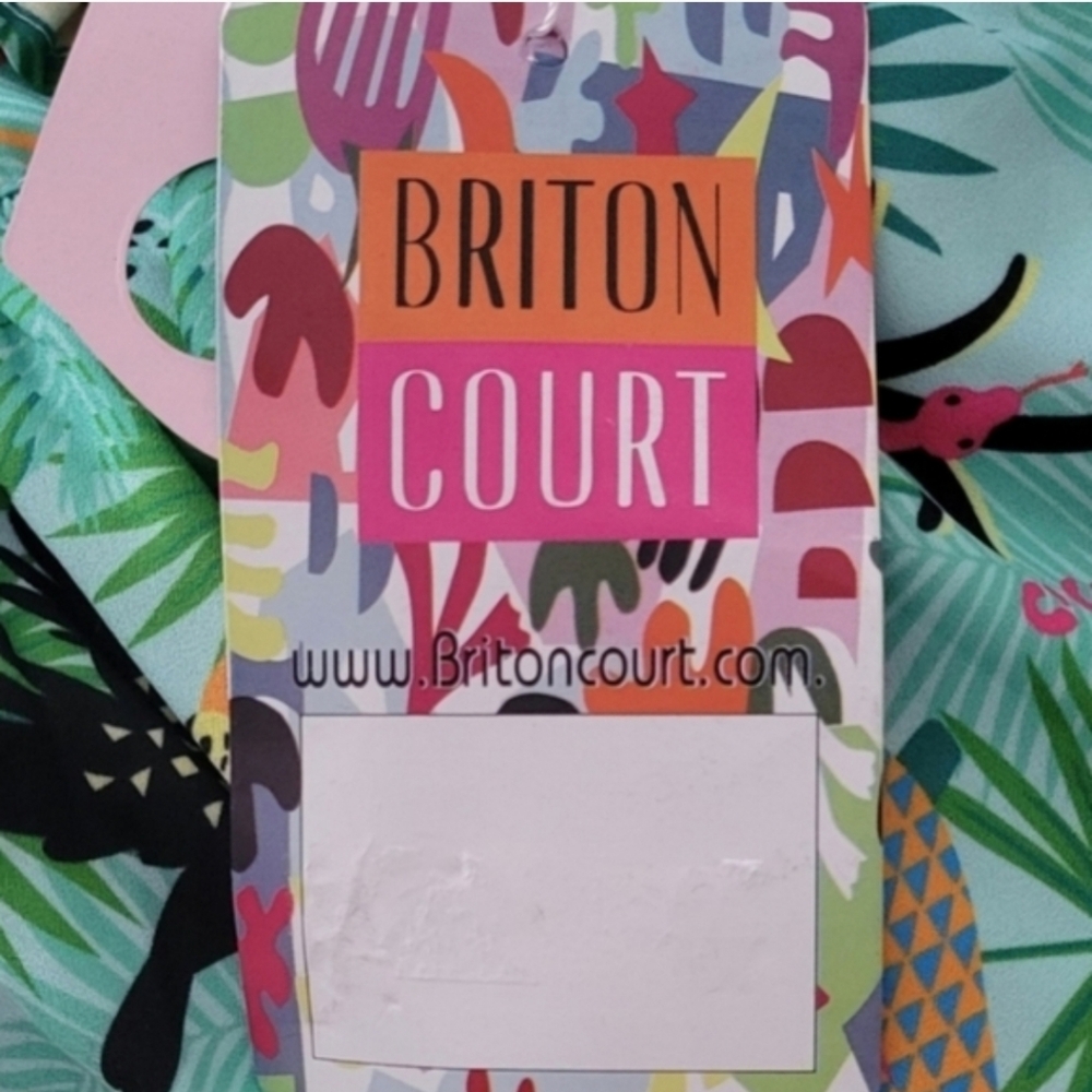 BRITON COURT Maxi Dress Green Tropical Print Multicolor Size Medium - Picture 8 of 10